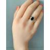 Chevalière TAILLE 52 En Argent Massif 925/000 Et Cabochon Onyx Ovale