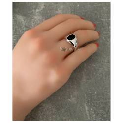 Chevalière TAILLE 54 En Argent Massif 925/000 Et Cabochon Onyx Ovale