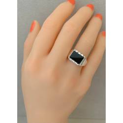 Bague Chevalière Taille 66 Argent Massif 925/1000 et Onyx Poinçonné