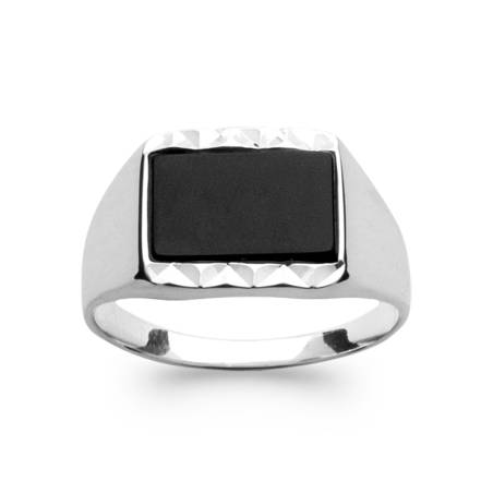 Bague Chevalière Taille 66 Argent Massif 925/1000 et Onyx Poinçonné