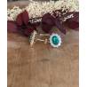 Boucles D'oreilles Marquise Émeraude Zirconium Plaqué Or 18 CARATS 750/1000