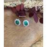 Boucles D'oreilles Marquise Émeraude Zirconium Plaqué Or 18 CARATS 750/1000