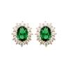 Boucles D'oreilles Marquise Émeraude Zirconium Plaqué Or 18 CARATS 750/1000