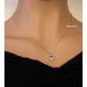 Collier Pendentif Orné de Pierres Naturelles Agate Bleu en Plaqué or 18 Carats