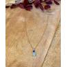 Collier Pendentif Orné de Pierres Naturelles Agate Bleu en Plaqué or 18 Carats
