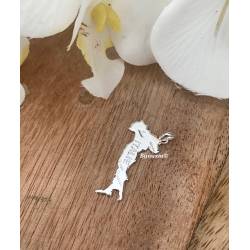 Pendentif Carte Italie En Argent Massif 925/1000