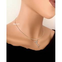 Pendentif Carte Italie En Argent Massif 925/1000