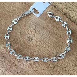 Bracelet Maille Grain De Café 18CM Argent Massif 925/000
