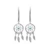 Boucles D'oreilles Pendantes Attrape Rêve Pierre Argent Massif 925/000