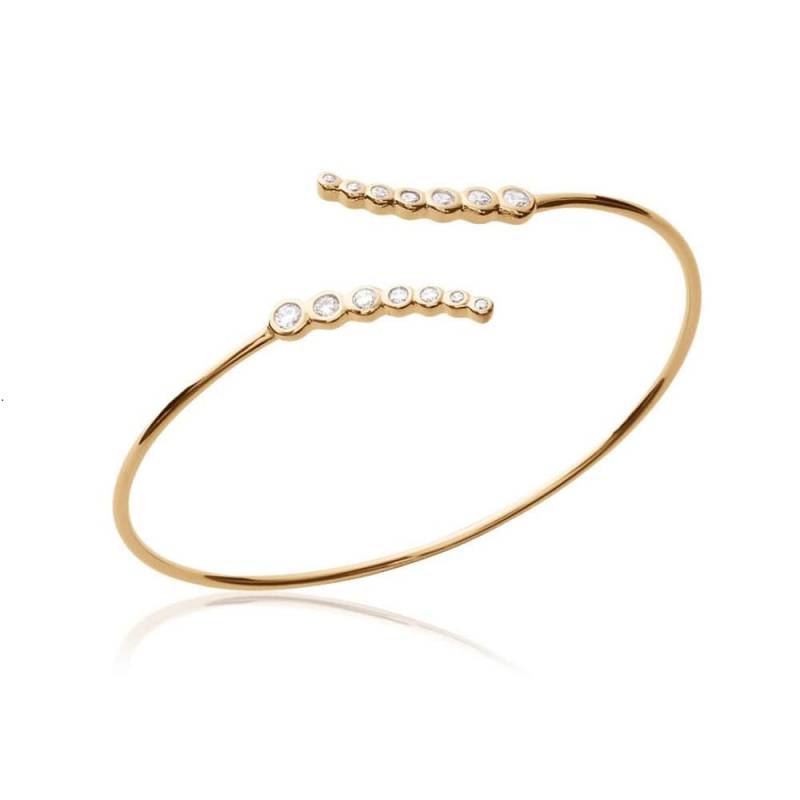 Bracelet Jonc Ouvert Cascade de ZIRCONIUM Plaqué or 18 CARATS  Bijoux Femme