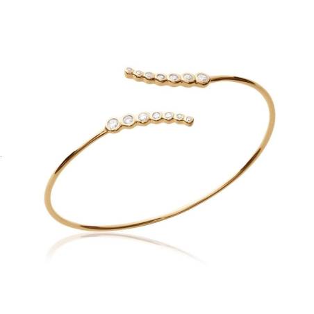 Bracelet Jonc Ouvert Cascade de ZIRCONIUM Plaqué or 18 CARATS  Bijoux Femme