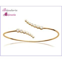 Bracelet Jonc Ouvert Cascade de ZIRCONIUM Plaqué or 18 CARATS  Bijoux Femme