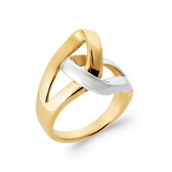 Bague Bicolore Géométrique Plaqué or 18 Carats 750/1000 Tailles 52 à 62