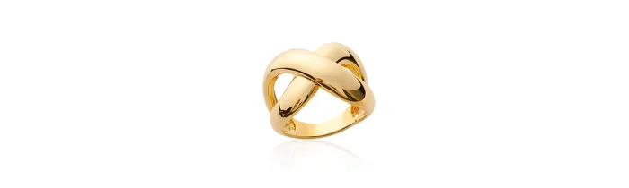 Bague Croisée Ruban En Plaqué or 18 CARATS 750 Millièmes Tailles 50 à 58