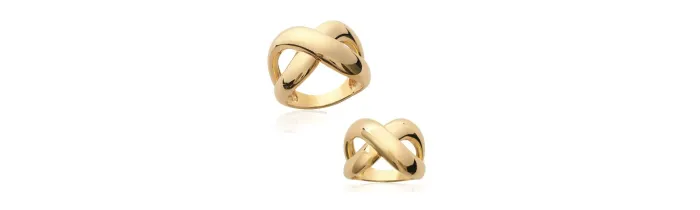 Bague Croisée Ruban En Plaqué or 18 CARATS 750 Millièmes Tailles 50 à 58