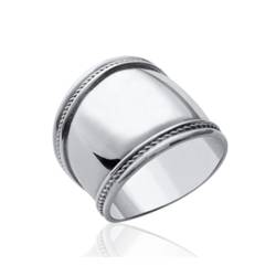 Bague Large Motifs Striés Argent Massif Vieilli 925/1000 Bijoux Mixte