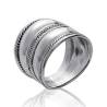 Bague Large Striée En Argent Massif Vieilli 925/1000 Tailles Mixte