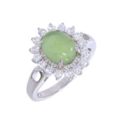 Bague Marquise Pierre Naturelle Jade Argent 925 Rhodié Tailles Choix