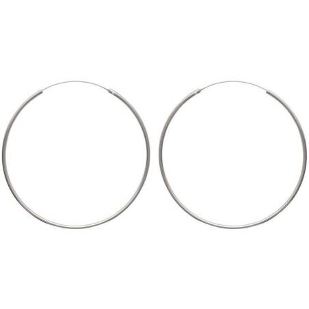 Créoles Lisses Diamètre 7cm En Argent Massif 925/1000 Rhodié