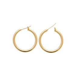 Créoles Tubes 3mm X Diamètre 3cm En Plaqué Or 18 Carats 750/000