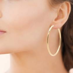 Créoles Tubes 3mm X Diamètre 6cm En Plaqué Or 18 Carats 750/000