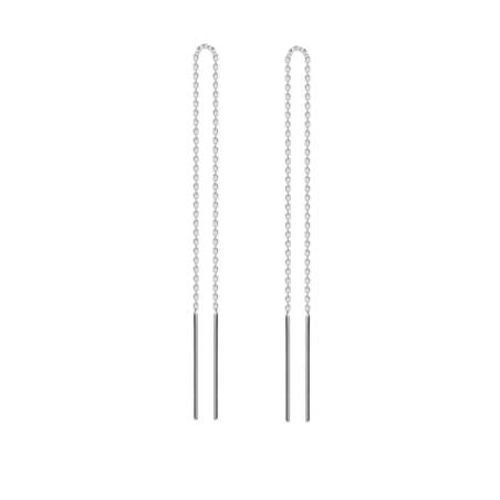 Boucles D'oreilles Chaîne Traversante 7CM En Argent 925/000 Rhodié