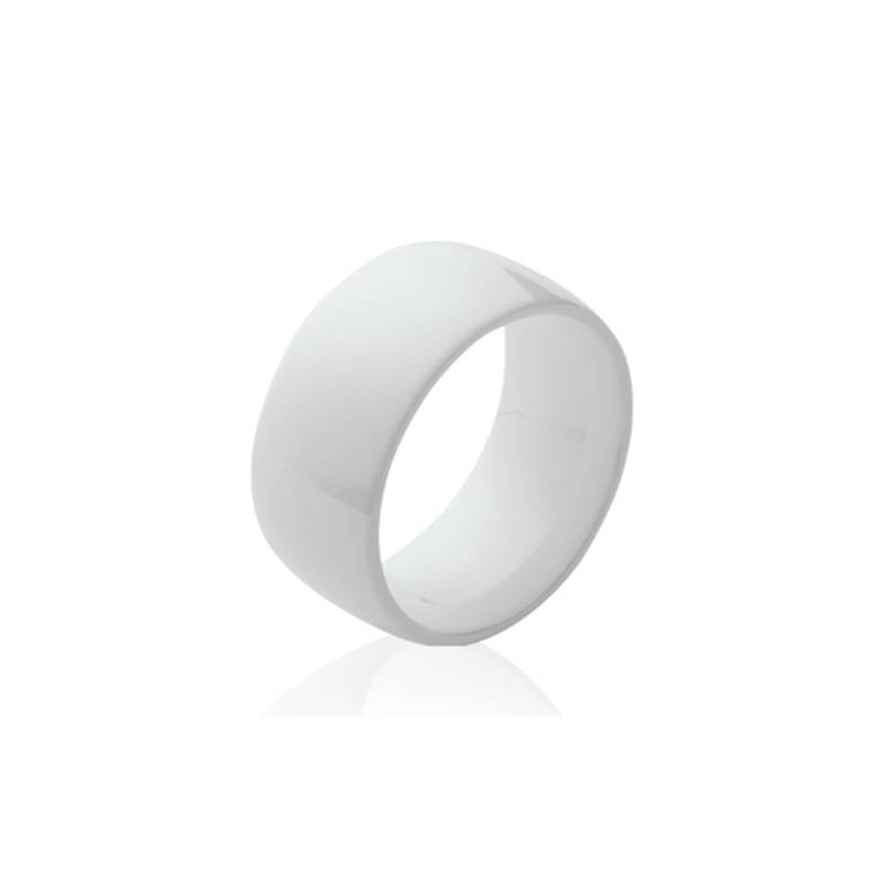 Bague Ronde Épaisse En Céramique BLANC Tailles 50-52-54-56-58-60
