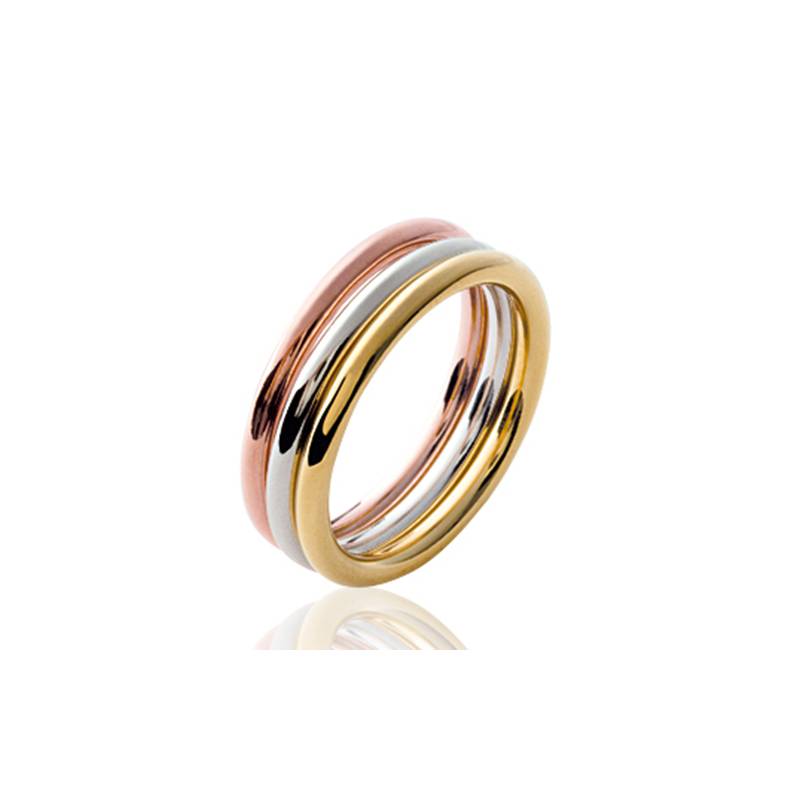 Bague Triples Assemblage Plaqué or Jaune Rose 18 CARATS et Argent 925/1000