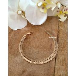 Bracelet Maille Anglaise 18CM X 6 MM Plaqué Or 18 Carats 750/000