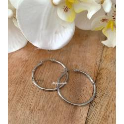 Créoles Diamètre 3cm Lisses En Acier Inoxydable argenté