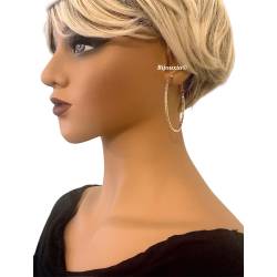 Créoles 6 CM Contour Strié En Plaqué Or 18 Carats 750/1000