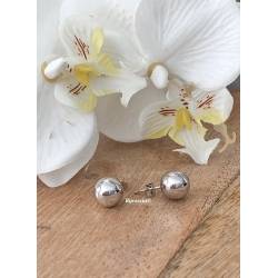 Boucles D'oreilles Boules 10MM Argent Massif 925/1000 Rhodié