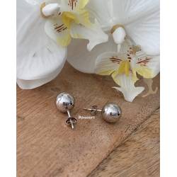 Boucles D'oreilles Boules 10MM Argent Massif 925/1000 Rhodié