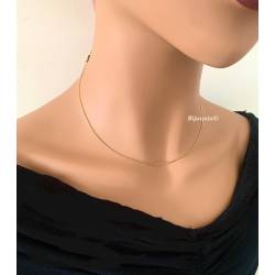 Chaîne fine maille gourmette 45cm X 1mm Plaqué Or 18 carats 750/1000