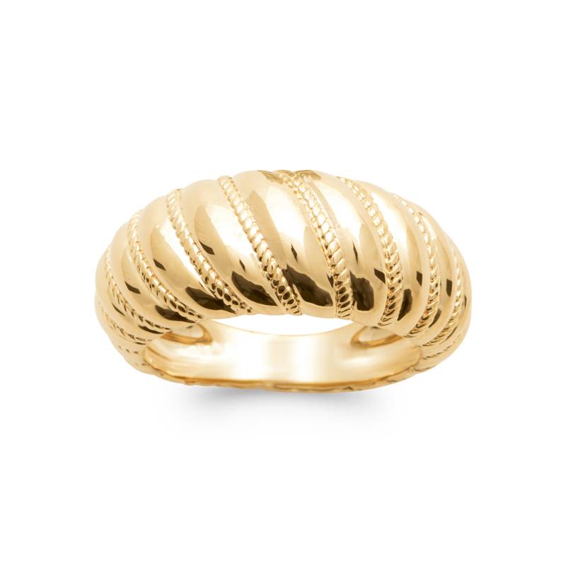 Bague Bombée Alternance Rangs Petites Billes Plaqué Or 18 Carats T50 À 60 CHOIX