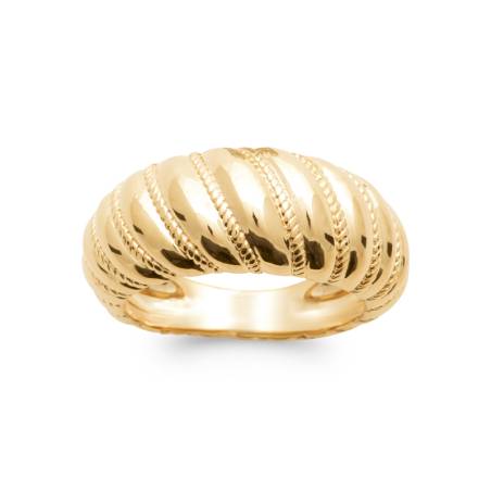 Bague Bombée Alternance Rangs Petites Billes Plaqué Or 18 Carats T50 À 60 CHOIX