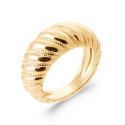Bague Bombée Alternance Rangs Petites Billes Plaqué Or 18 Carats T50 À 60 CHOIX