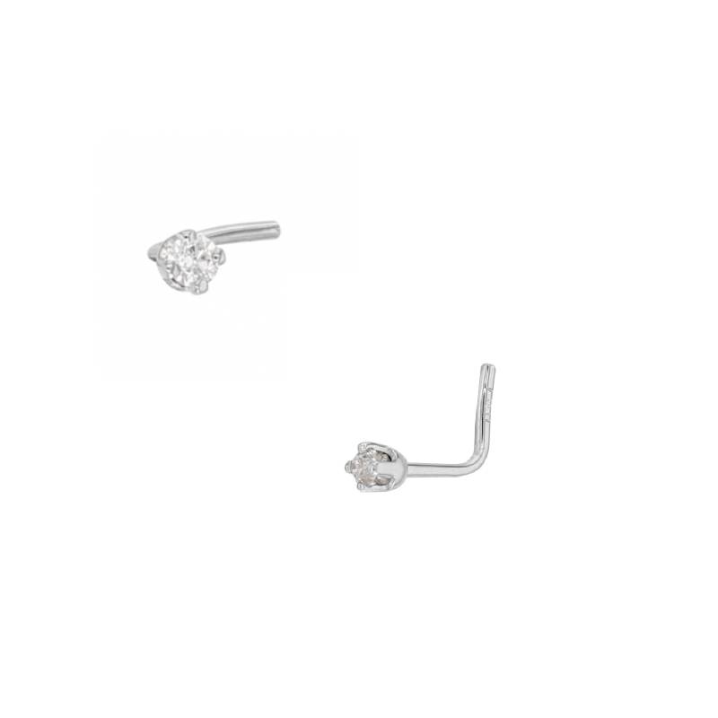 Piercing De Nez Diamant Serti Griffes en Or Blanc 750/1000 - Bijou Corps