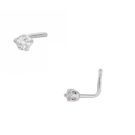 Piercing De Nez Diamant Serti Griffes en Or Blanc 750/1000 - Bijou Corps