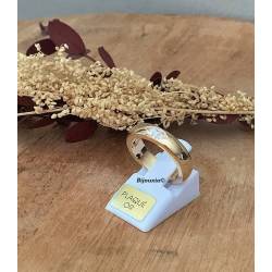 Bague Jonc Solitaire Bombée Oxyde de Zirconium Plaqué Or 18 Carats T50 à T60 Mixte