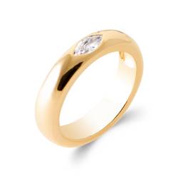Bague Jonc Solitaire Bombée...