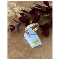 Bague Alliance Contour Serti Cristaux Oxyde de Zirconium En Plaqué Or 18 Carats 750/000