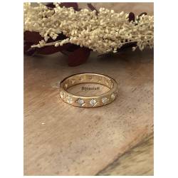 Bague Alliance Contour Serti Cristaux Oxyde de Zirconium En Plaqué Or 18 Carats 750/000