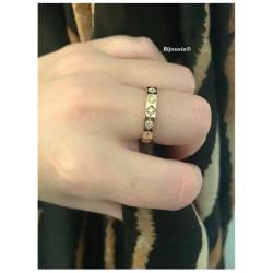 Bague Alliance Contour Serti Cristaux Oxyde de Zirconium En Plaqué Or 18 Carats 750/000