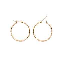 Boucles D'oreilles Créoles 3 CM Motifs Striés Plaqué Or 18 Carats