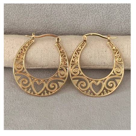 Créoles Ajourées Orientales Savoyardes Cœurs En Plaqué Or 18 Carats 750/000