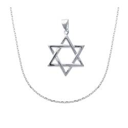 Collier Chaîne au Choix + Pendentif Étoile de David Argent 925/000 45cm ou 50cm