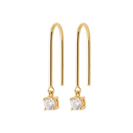 Boucles d'oreilles Pendantes avec Cristal Oxyde de Zirconium Plaqué or 18 Carats