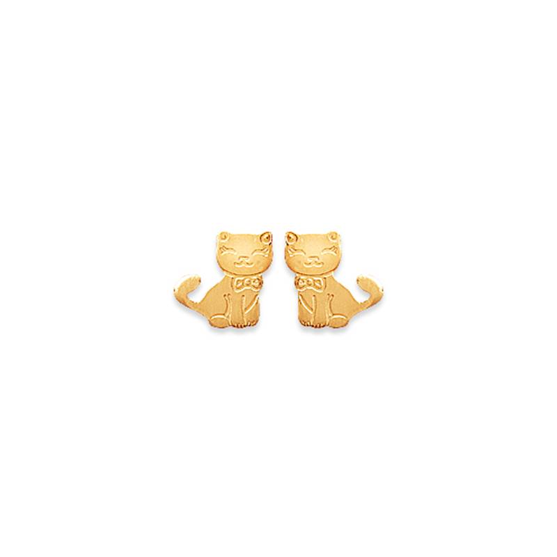 Boucles D'oreilles Petits Chats En Plaqué or 18 CARATS 750/000