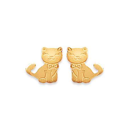 Boucles D'oreilles Petits Chats En Plaqué or 18 CARATS 750/000